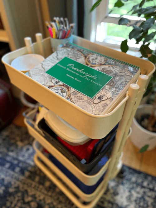 A cart for an organized homeshool space