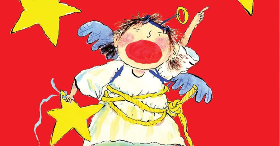 Illustration of girl dressed as an angel for the book The Best Christmas Pageant Ever.