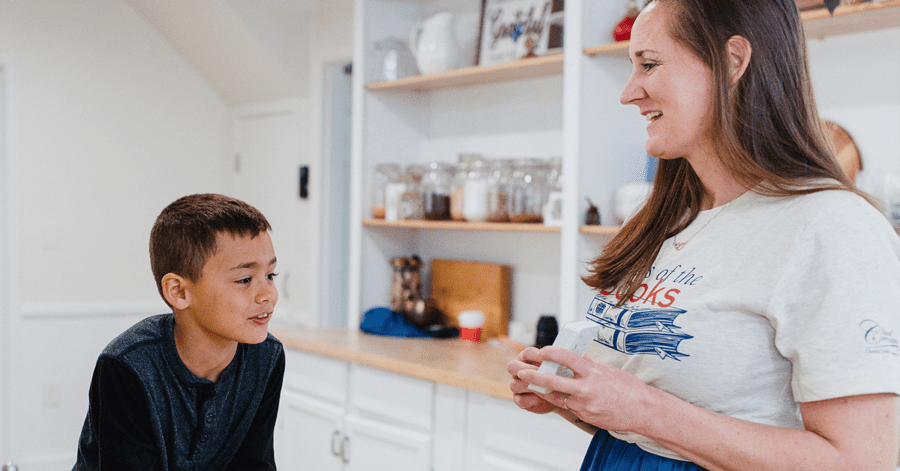 Homeschool family working on classical education memorization