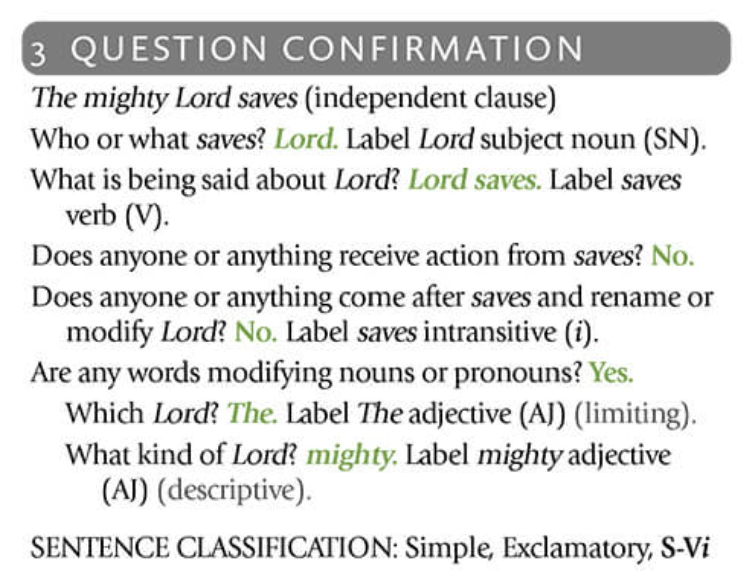 Essentials sentence questions