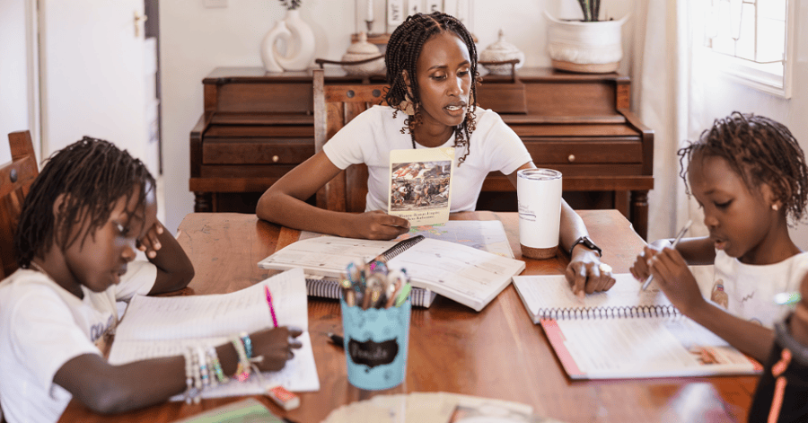 A family starting a homeschool daily rhythm