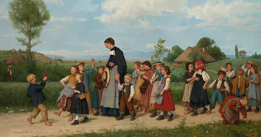 one-room schoolhouse homeschool painting