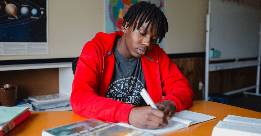 A student taking part in Concurrent Enrollment for homeschoolers through Classical Conversations