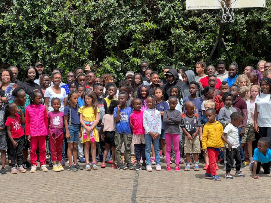 Homeschooling students in Africa posing for a photo