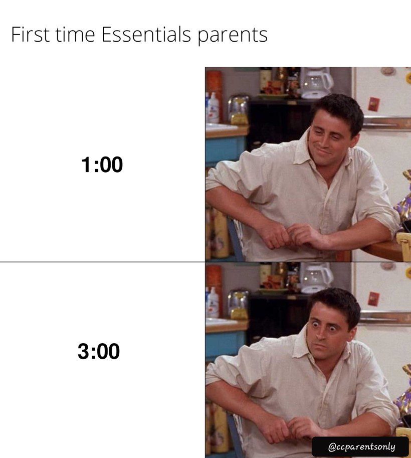 Time flies for first time Essentials parents.