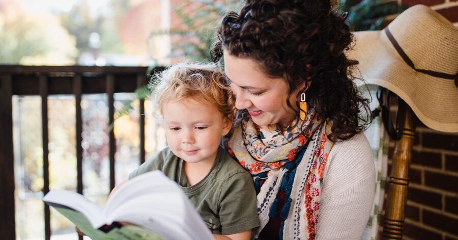 beginning homeschool Mom and baby reading together