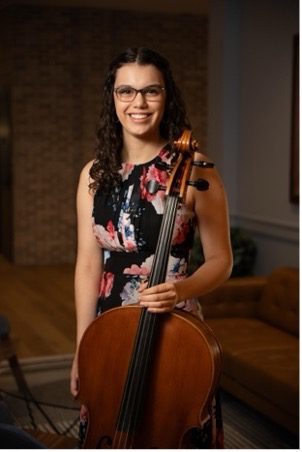 Homeschool student with her cello.