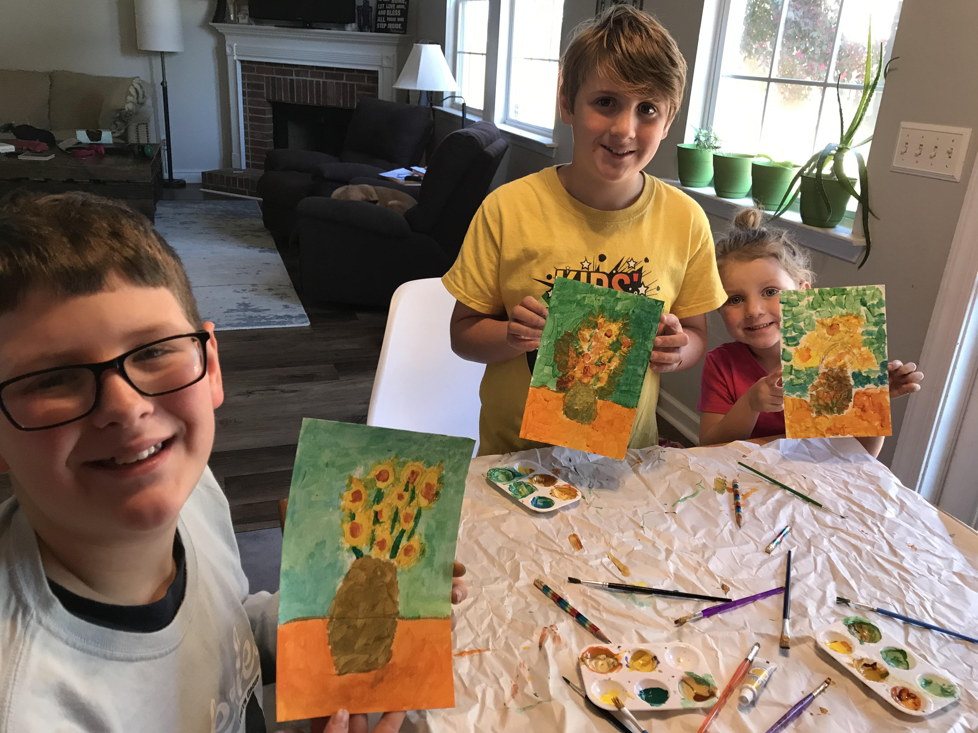 Homeschool students imitate Van Gogh