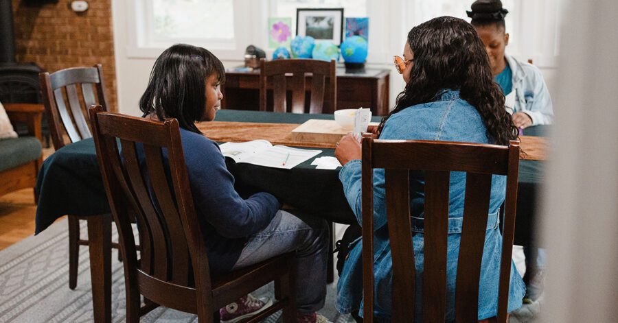 A family homeschooling with special needs students