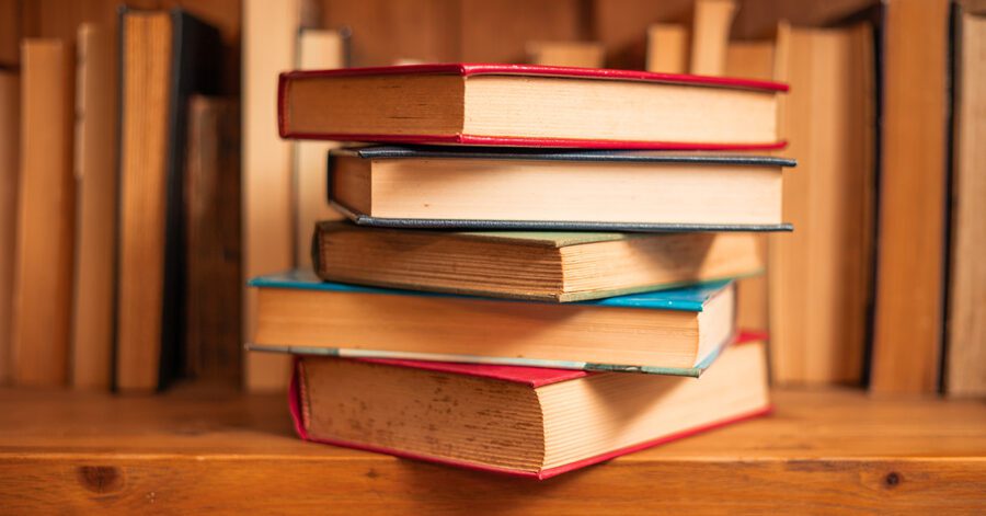 A stack of books to represent a classical curriculum