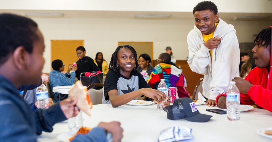 a group of Challenge students at community