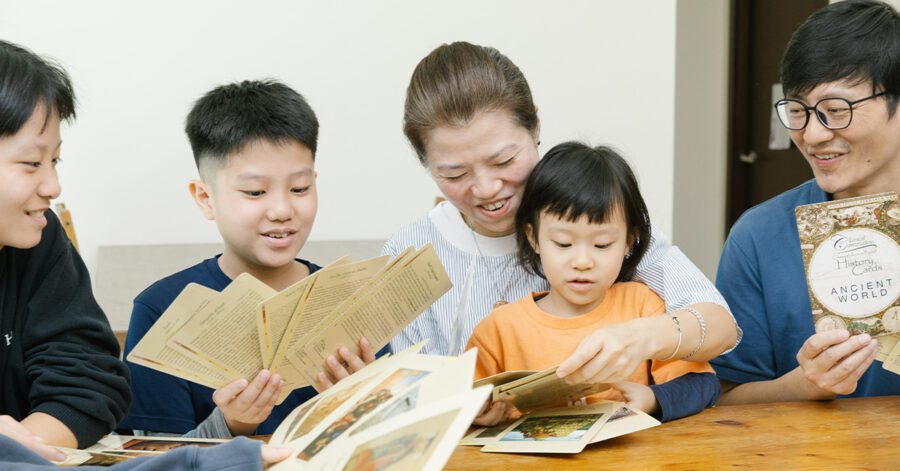 Homeschool family enjoying hands-on history activities for CC Cycle 3