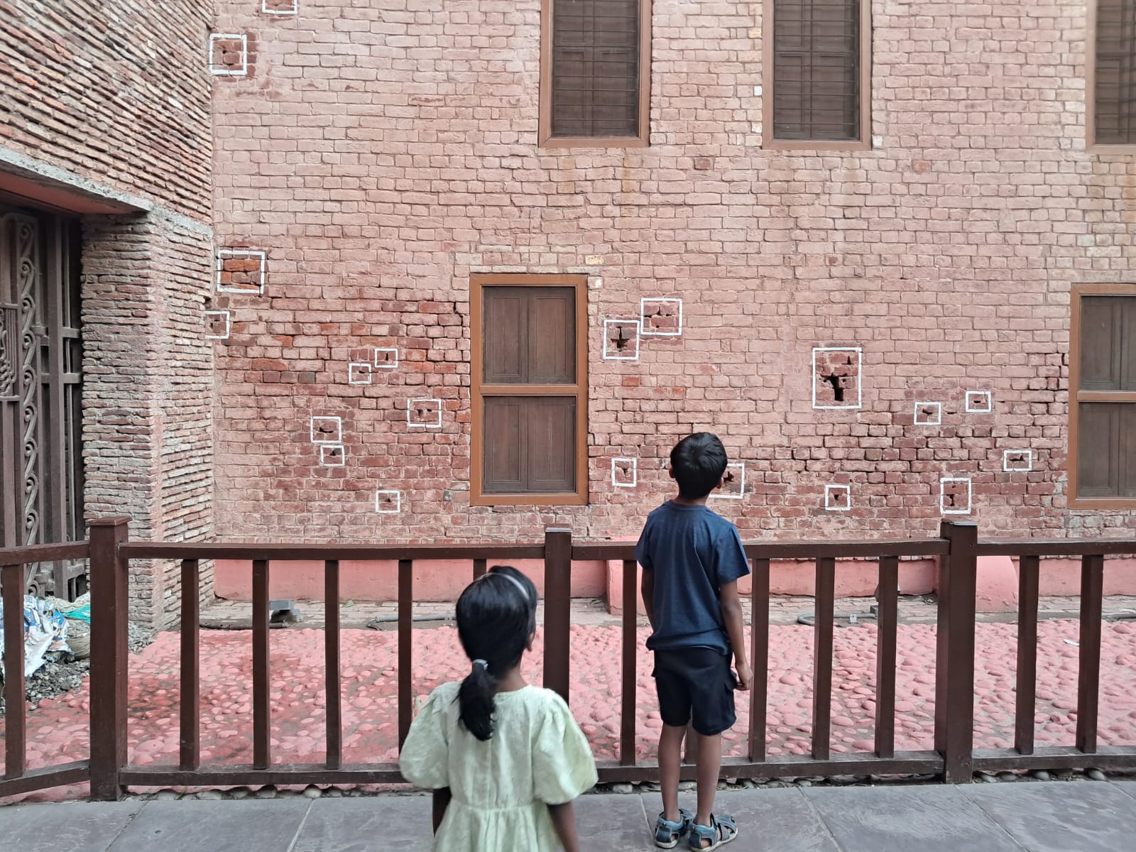 Children viewing a site for Indian history